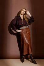 Tan Faux Leather Skirt