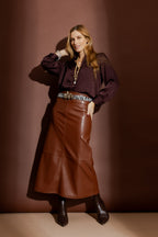 Tan Faux Leather Skirt