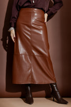 Tan Faux Leather Skirt