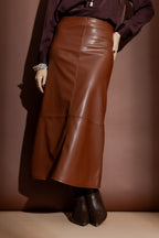 Tan Faux Leather Skirt