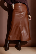 Tan Faux Leather Skirt