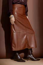 Tan Faux Leather Skirt
