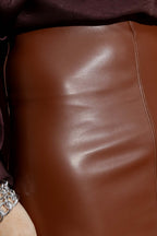 Tan Faux Leather Skirt