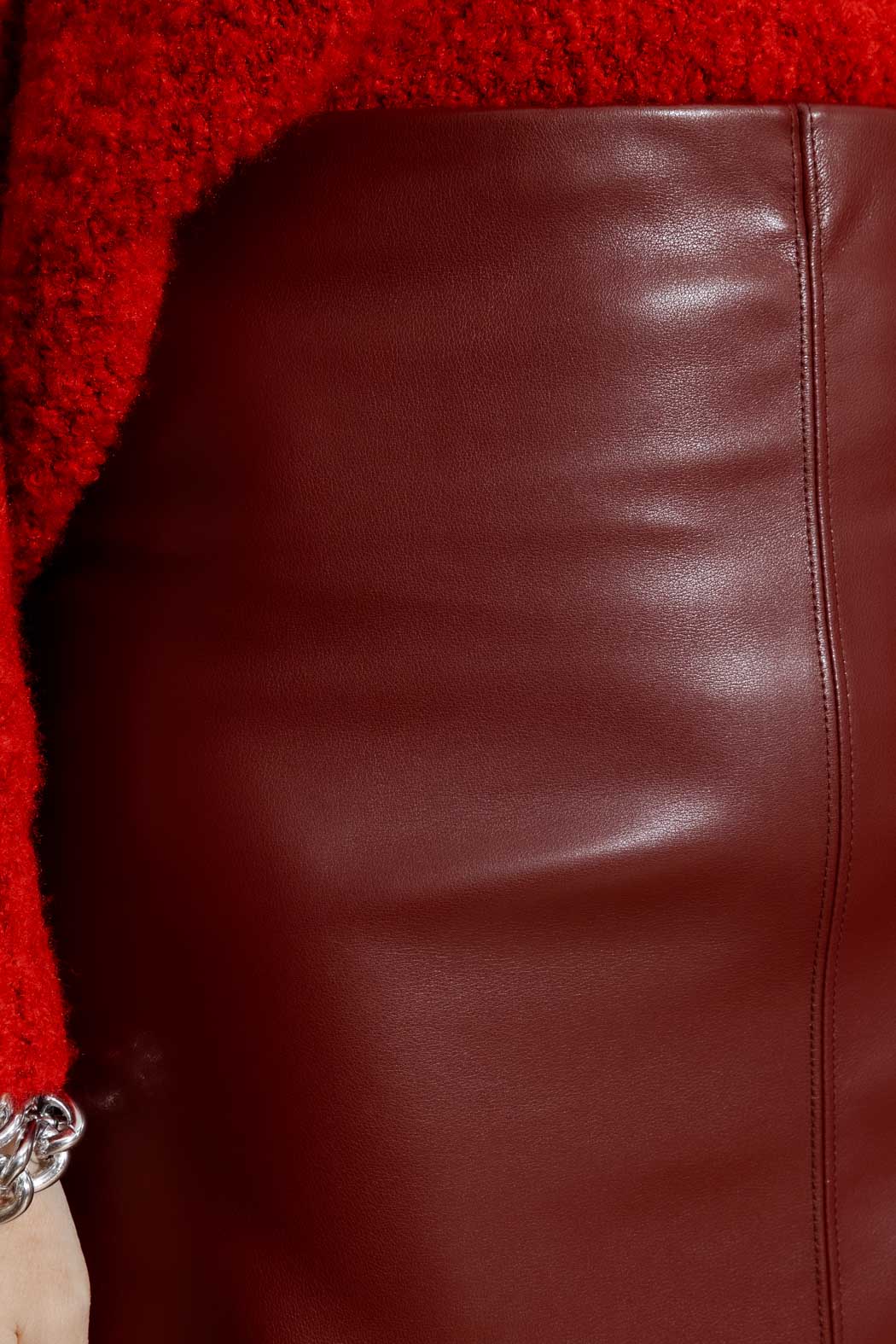 Burgundy Faux Leather Skirt