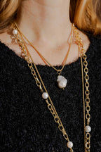 Gold Short Baroque Pearl Necklace