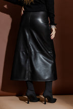 Black Faux Leather Skirt