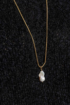 Gold Long Pearl Baroque Necklace Gold