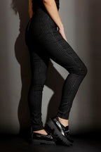 Black Stripe Lurex Zip Pants Black Stripe