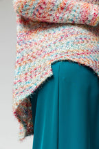 White Speckle Fluffy V Neck Jumper- Sale