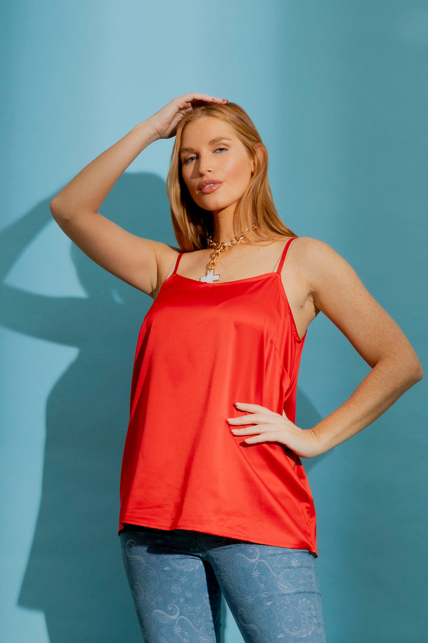 Red Silky Lily Cami