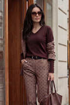Chocolate Fine Knit V Top