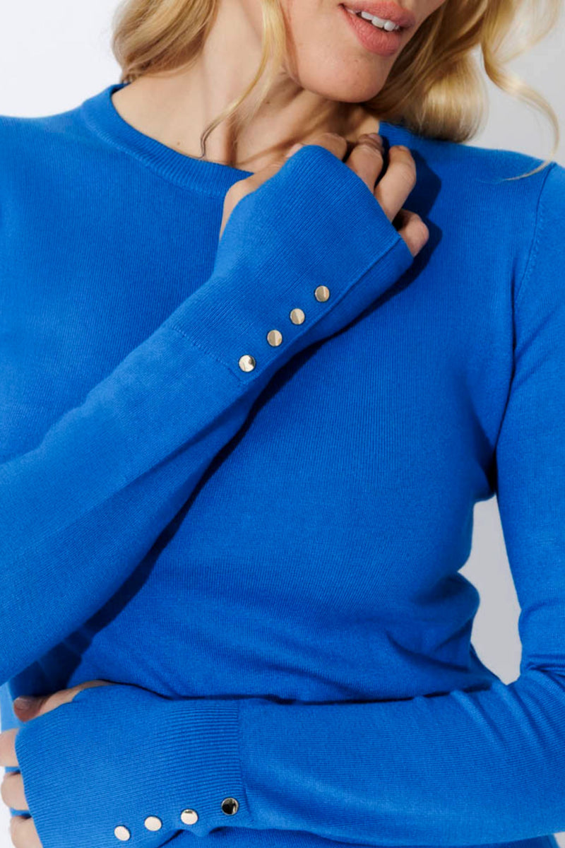 Cobalt Fine Knit Crew Top