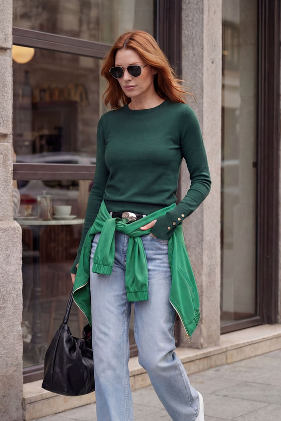 Forest Fine Knit Crew Top