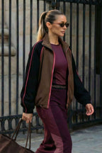 Chocolate Contrast Bomber Jacket