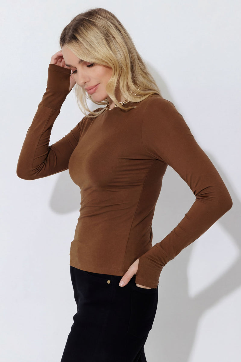 Mocha Tencel Crew Lust Top
