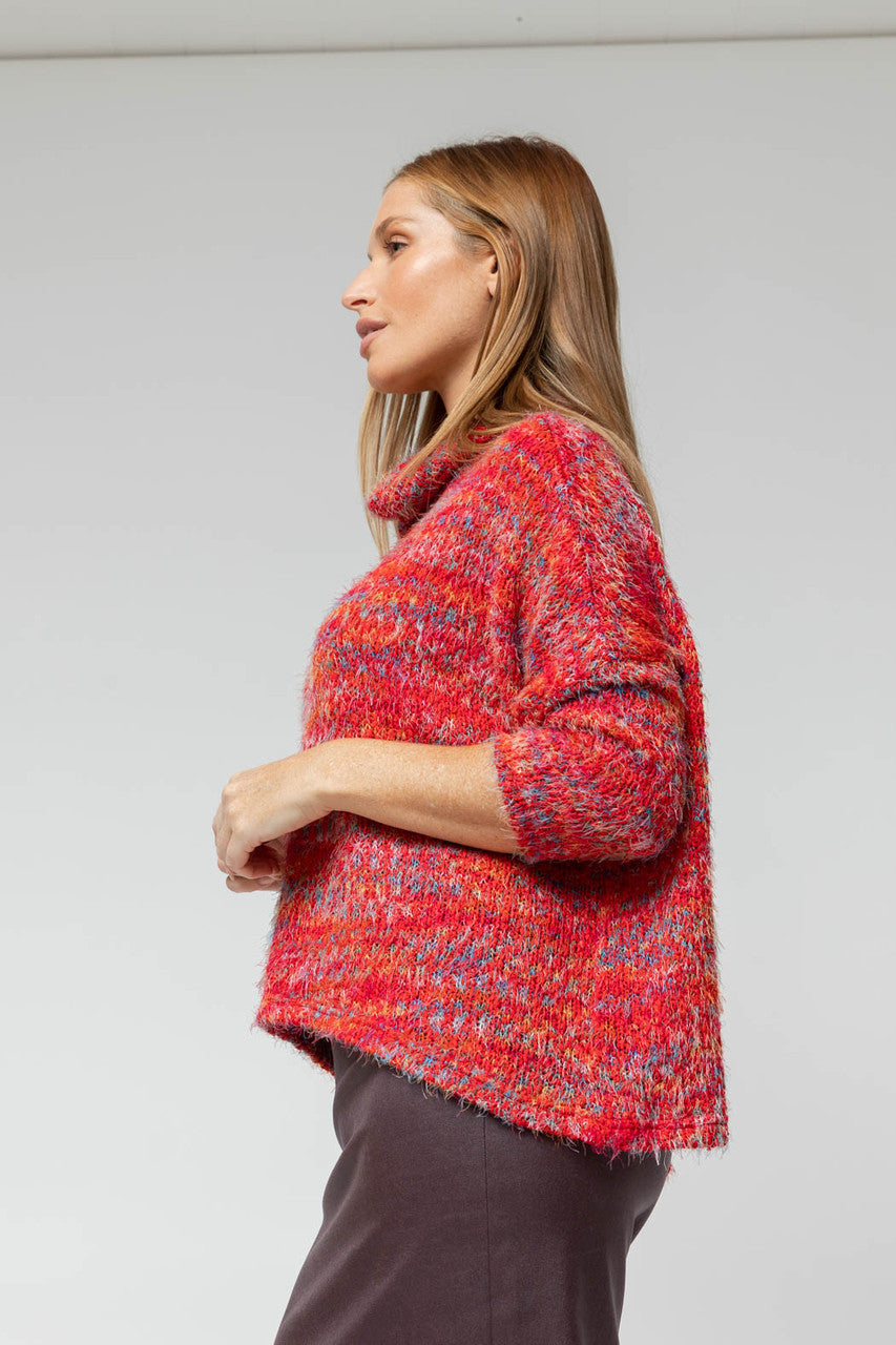Red Speckle Fluffy Crop Jumper