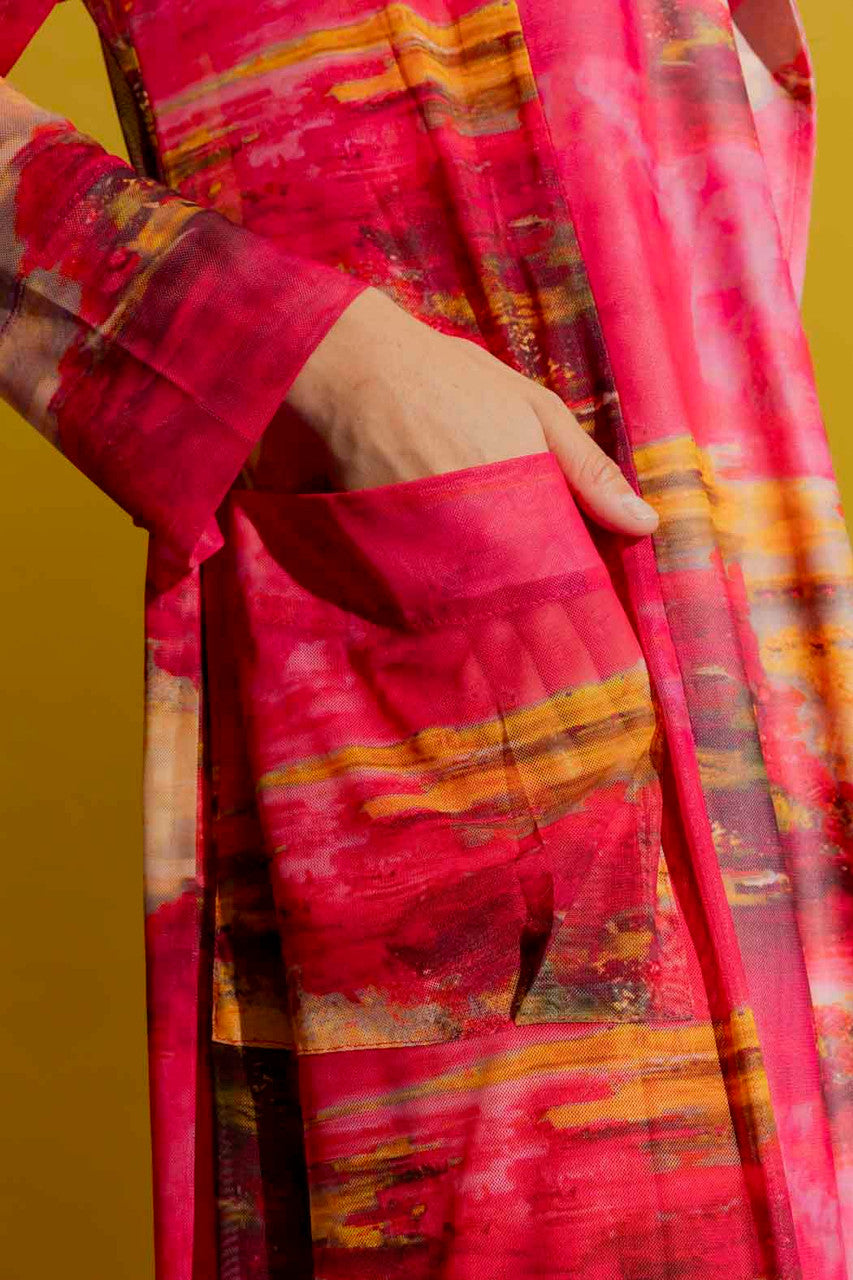 Pink Mesh Trench Coat