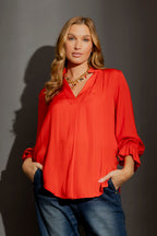 Red Ruffle Blogger Shirt