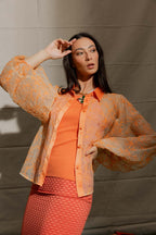 Orange Balloon Sleeve Shirt