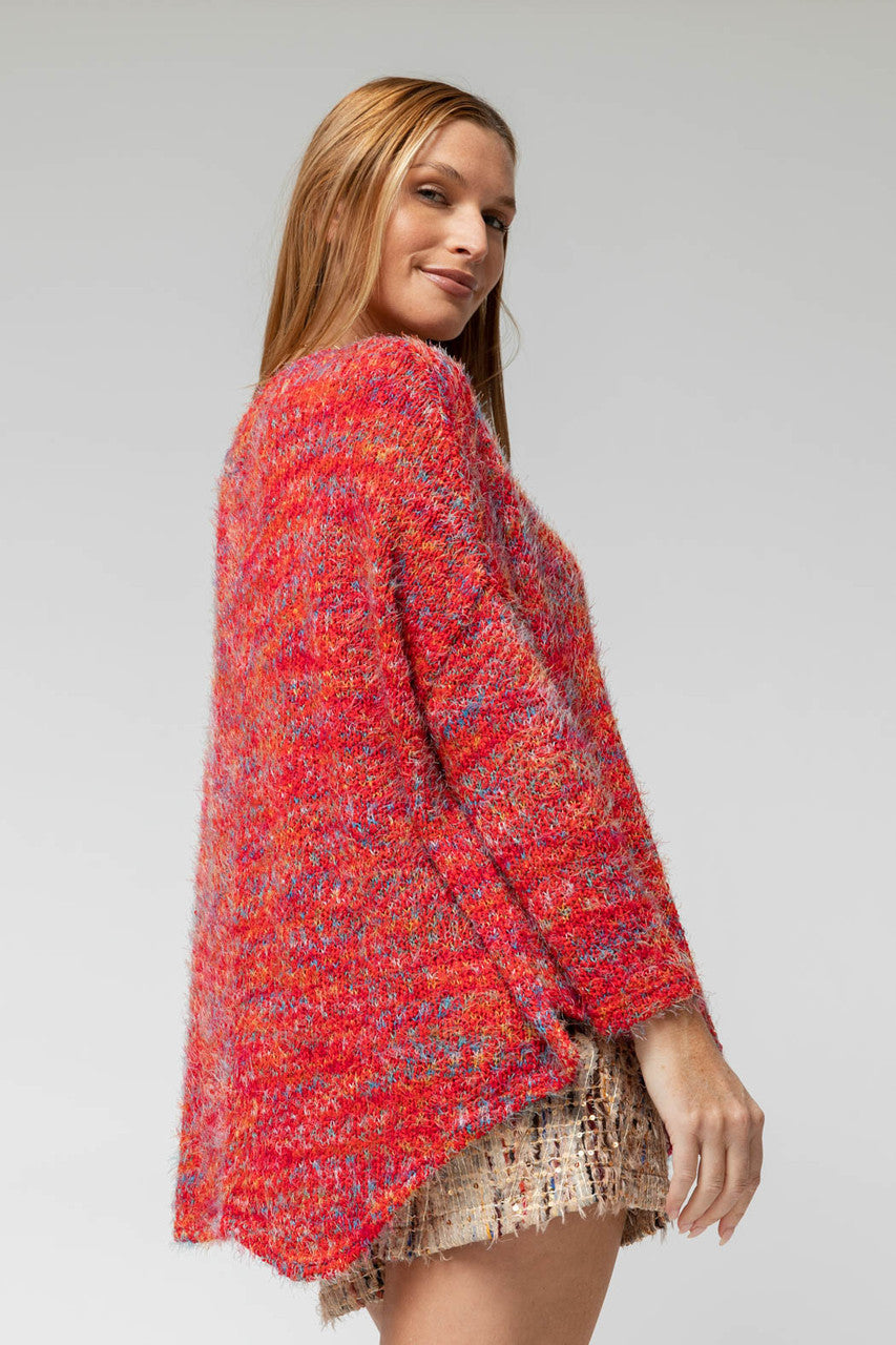 Red Speckle Fluffy V Neck Jumper