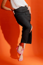 Black Pull On Cargo Skirt