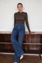 Dark Denim Pintuck Jean