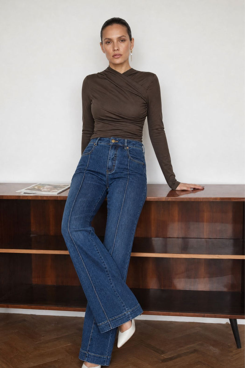 Dark Denim Pintuck Jean