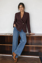 Burgundy Lustra Wrap Blazer
