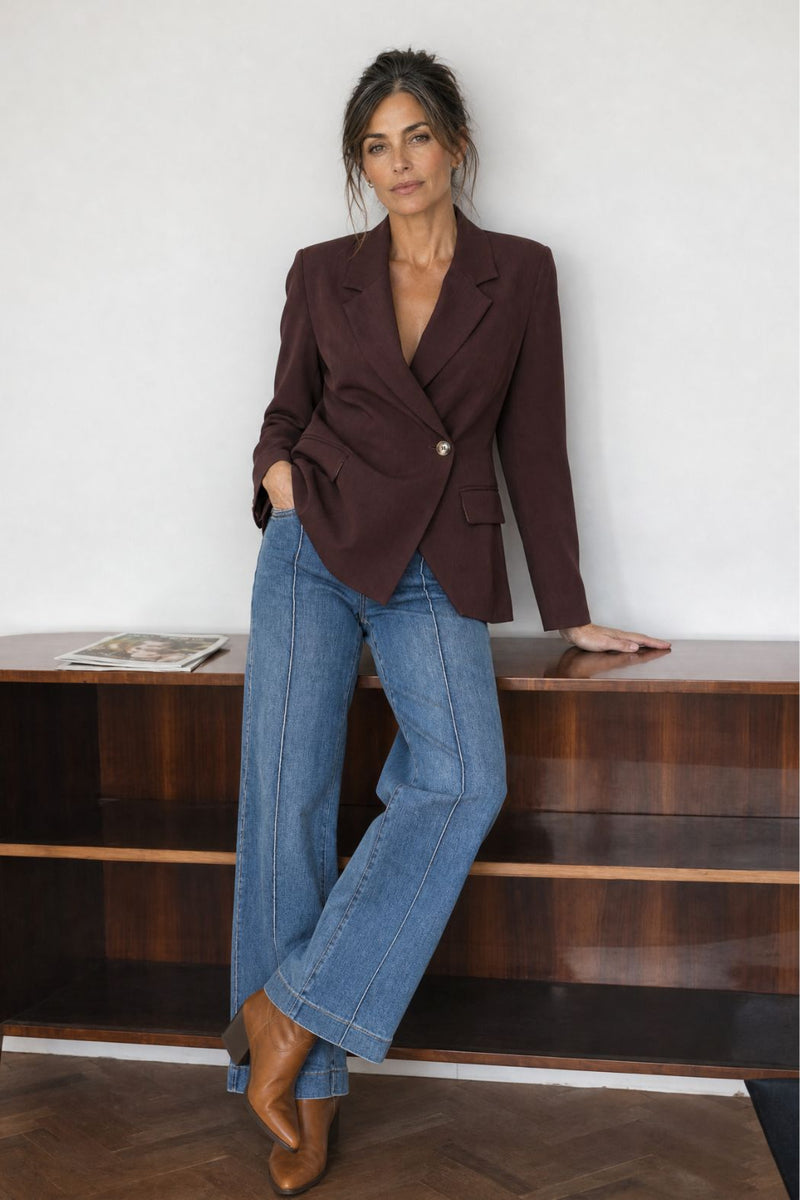 Burgundy Lustra Wrap Blazer