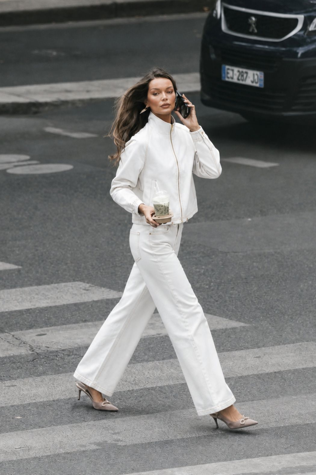 White Denim Athleisure Jacket