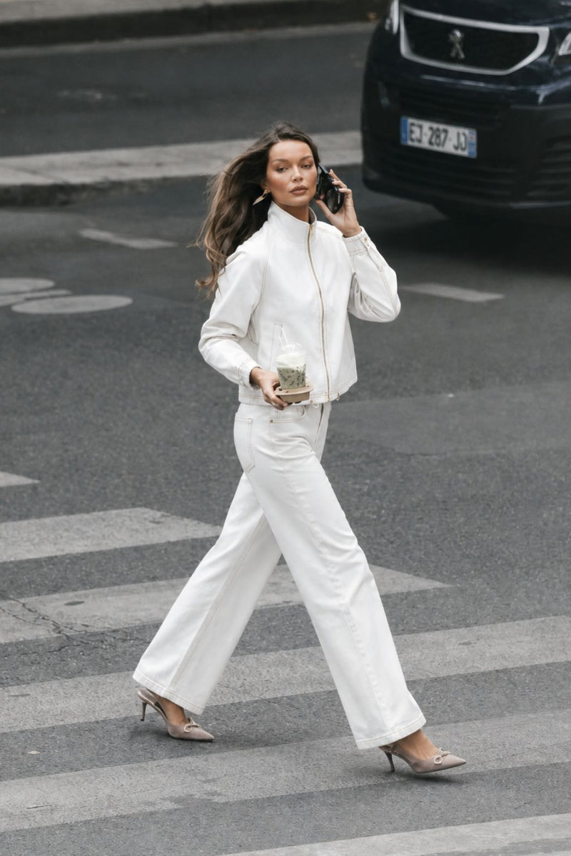 White Denim Athleisure Jacket