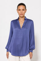 Soft Navy Glow Rib Cuff Blogger Shirt