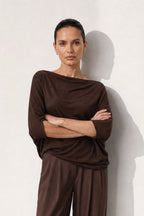 Chocolate Knit Drape Top