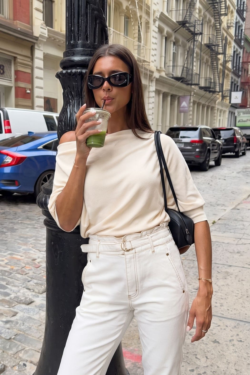 Ivory Knit Drape Top
