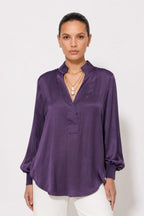 Plum Glow Rib Cuff Blogger Shirt