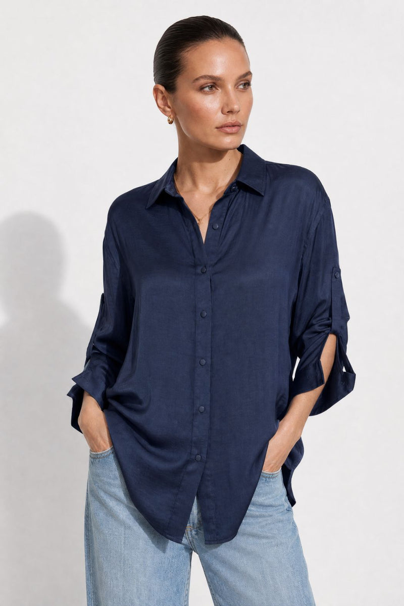Navy Glow Boyfriend Shirt