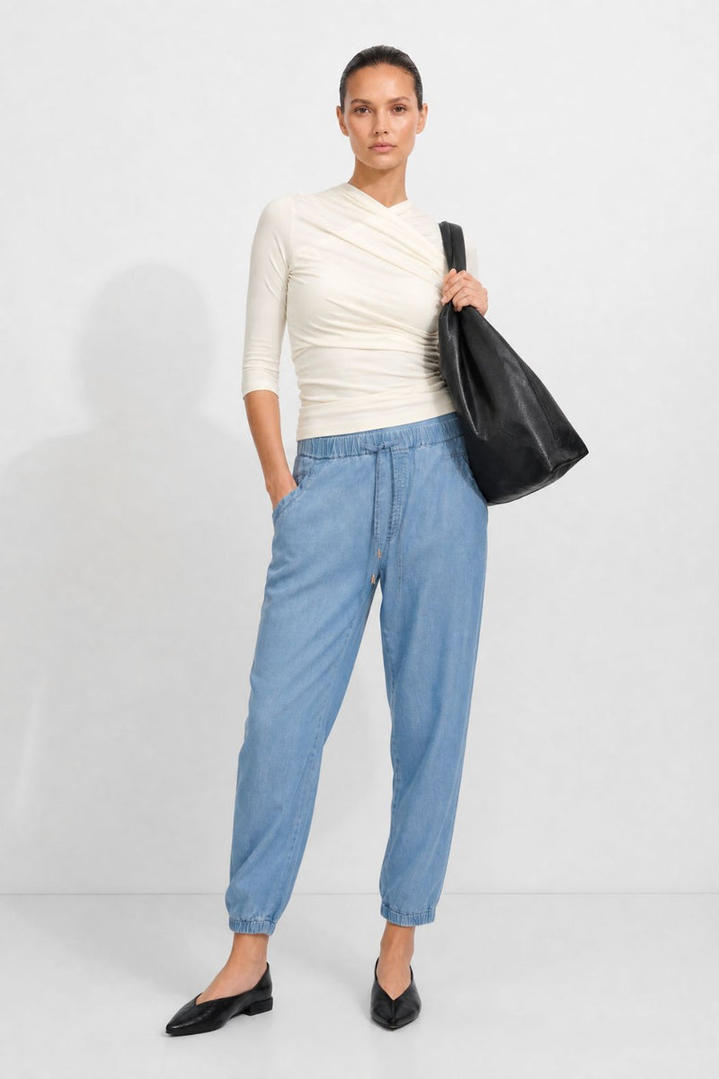 Mid Denim Tencel Jogger Pant