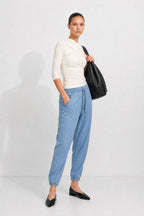 Mid Denim Tencel Jogger Pant