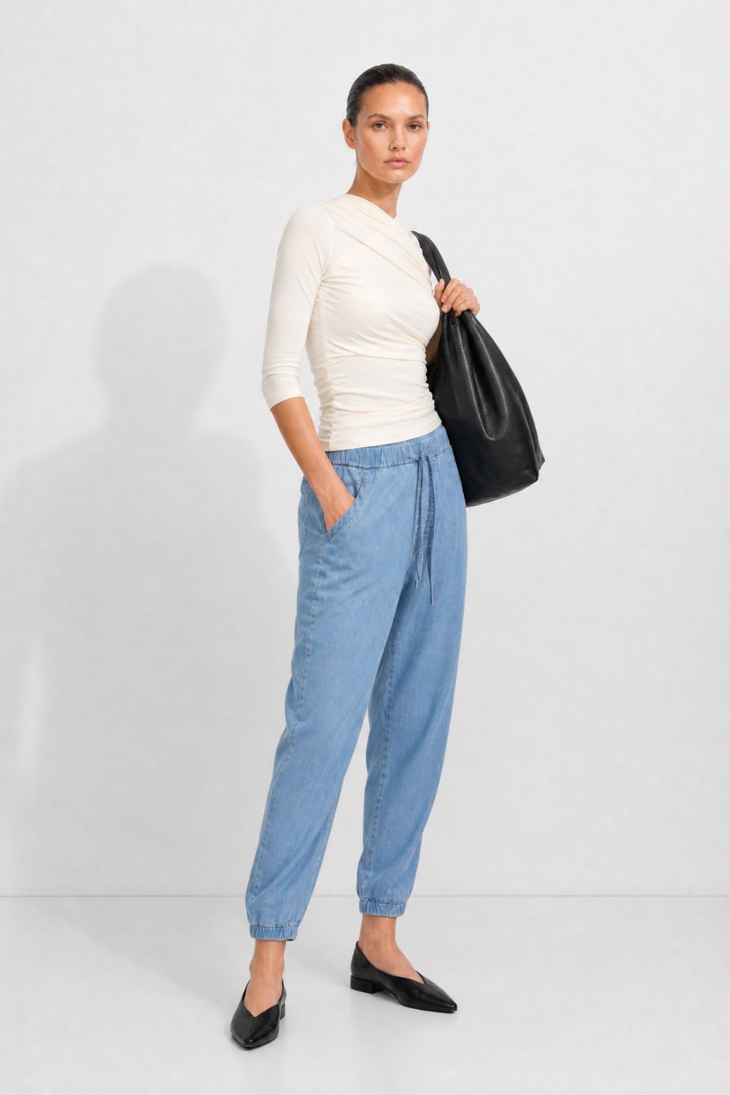 Mid Denim Tencel Jogger Pant