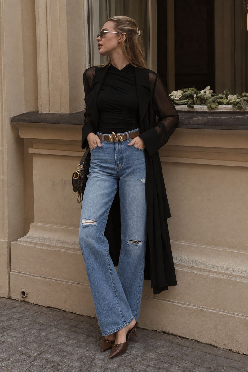 Black Viscose Trench Coat