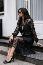 Black Lace Bias Skirt