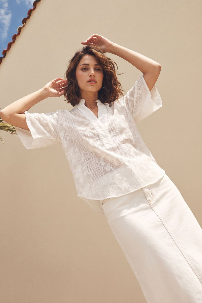 White Textured Blogger Shirt