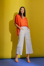 Beige Stripe Cargo Jet Culotte Beige Stripe