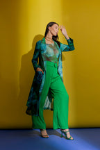 Green Mesh Trench Coat