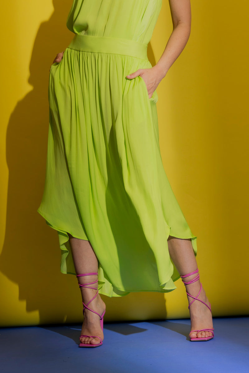 Neon Silky Slip Skirt