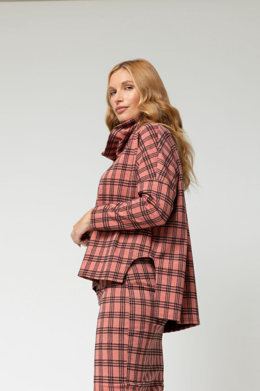 Pink Check Gigi Roll Neck Top - Sale