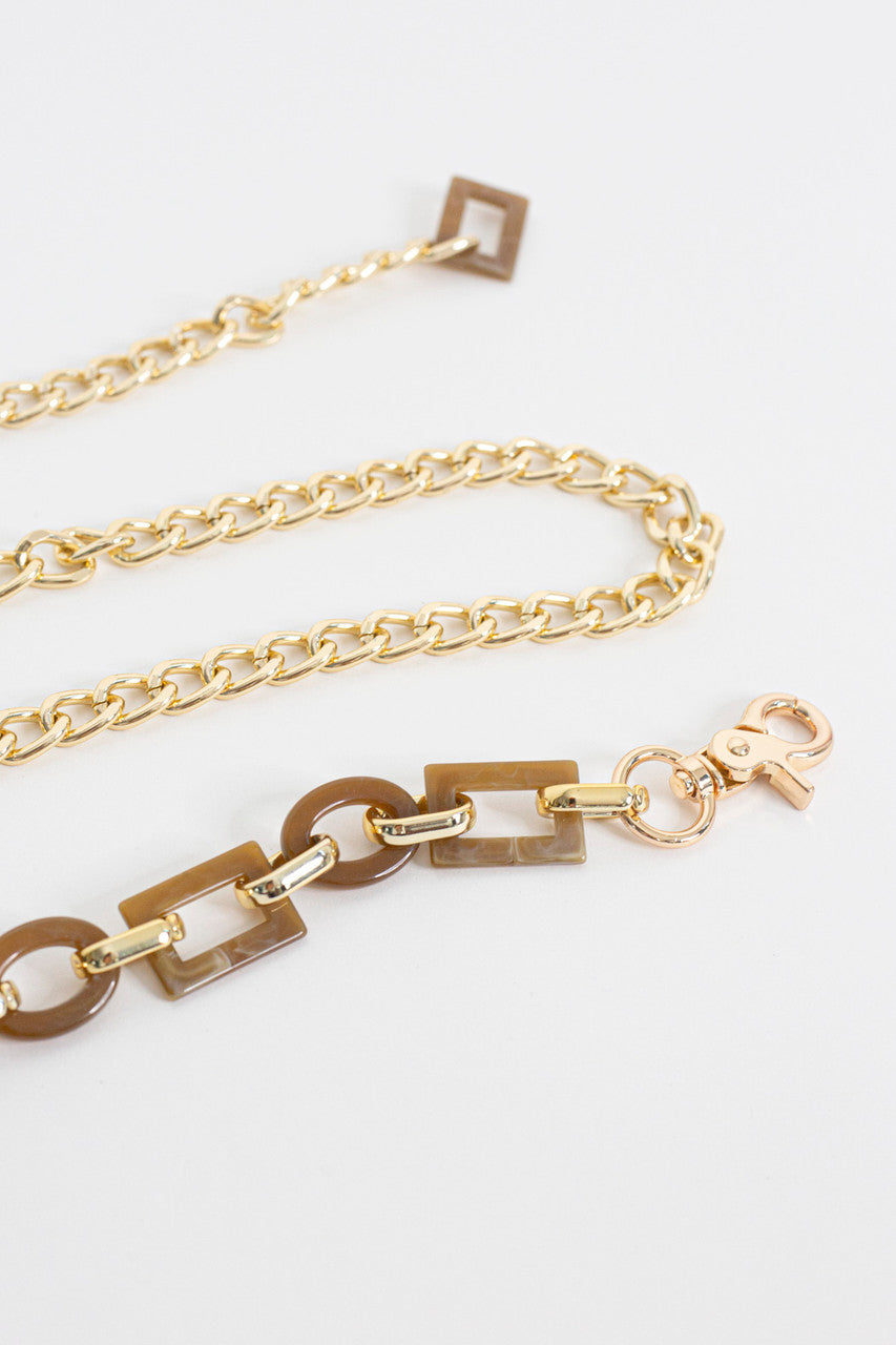 Tan Tortoiseshell/gold Chain Belt S