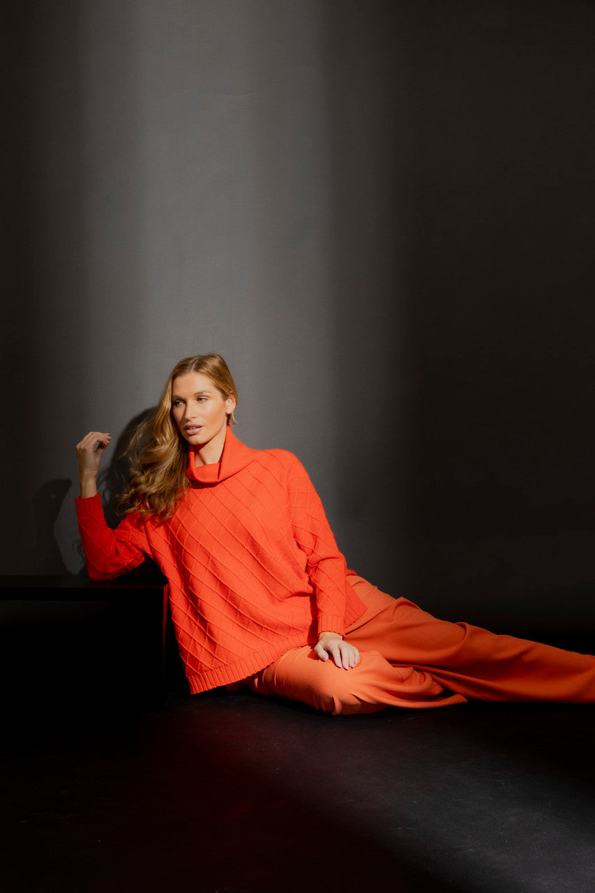 Orange Diamond Cowl Neck Jumper Orange S/M