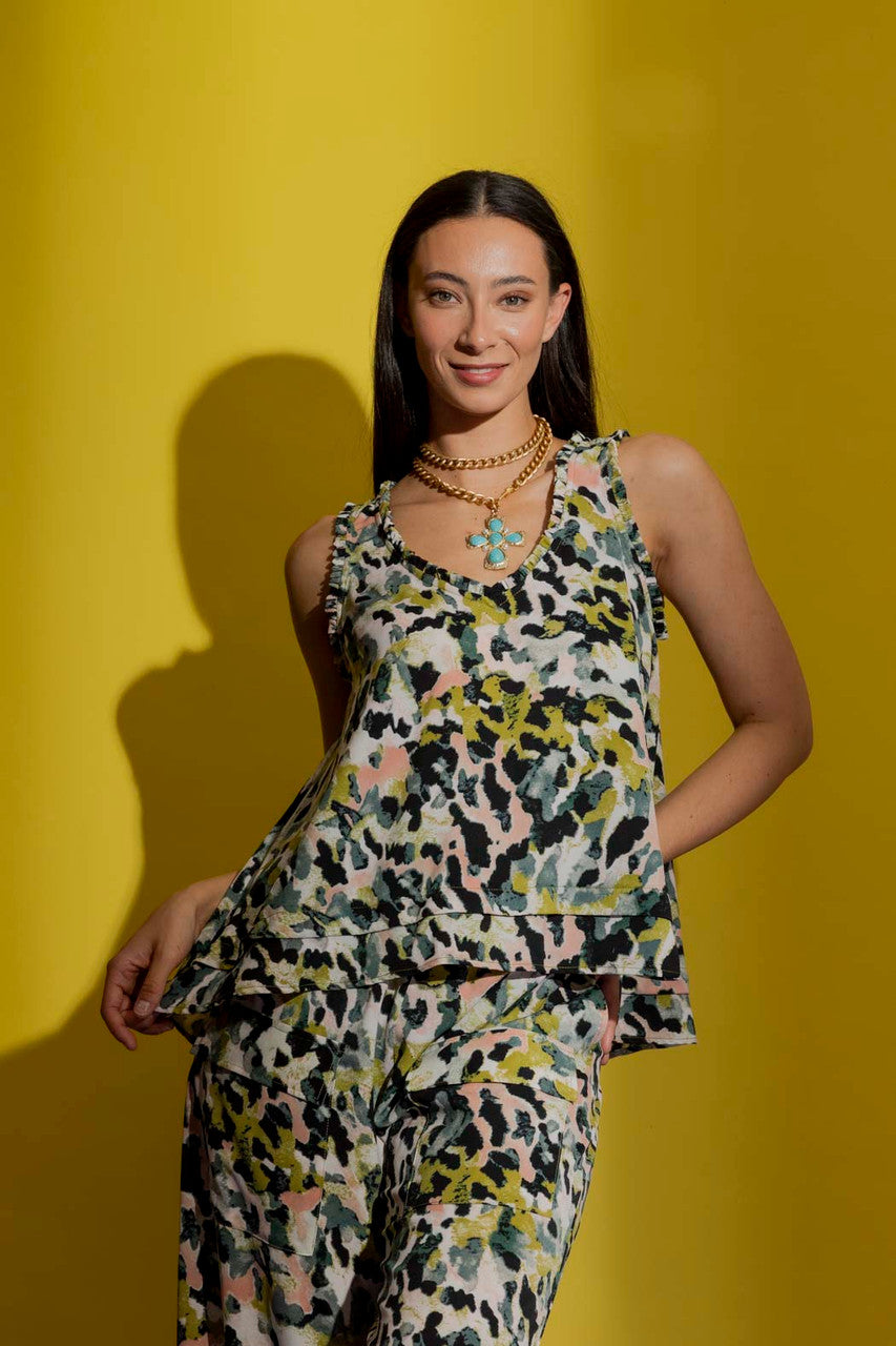 Chartreuse Camo Bell Cami Chartreuse Camo
