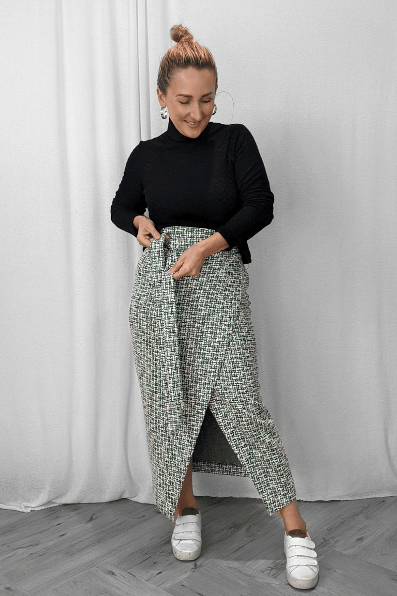 Green Stretch Wrap Skirt - FINAL SALE